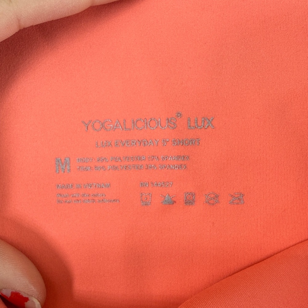 NWT Yogalicious Lux Everyday 5” Shorts Athletic Active Yoga Work Orange Womens M - Picture 6 of 9